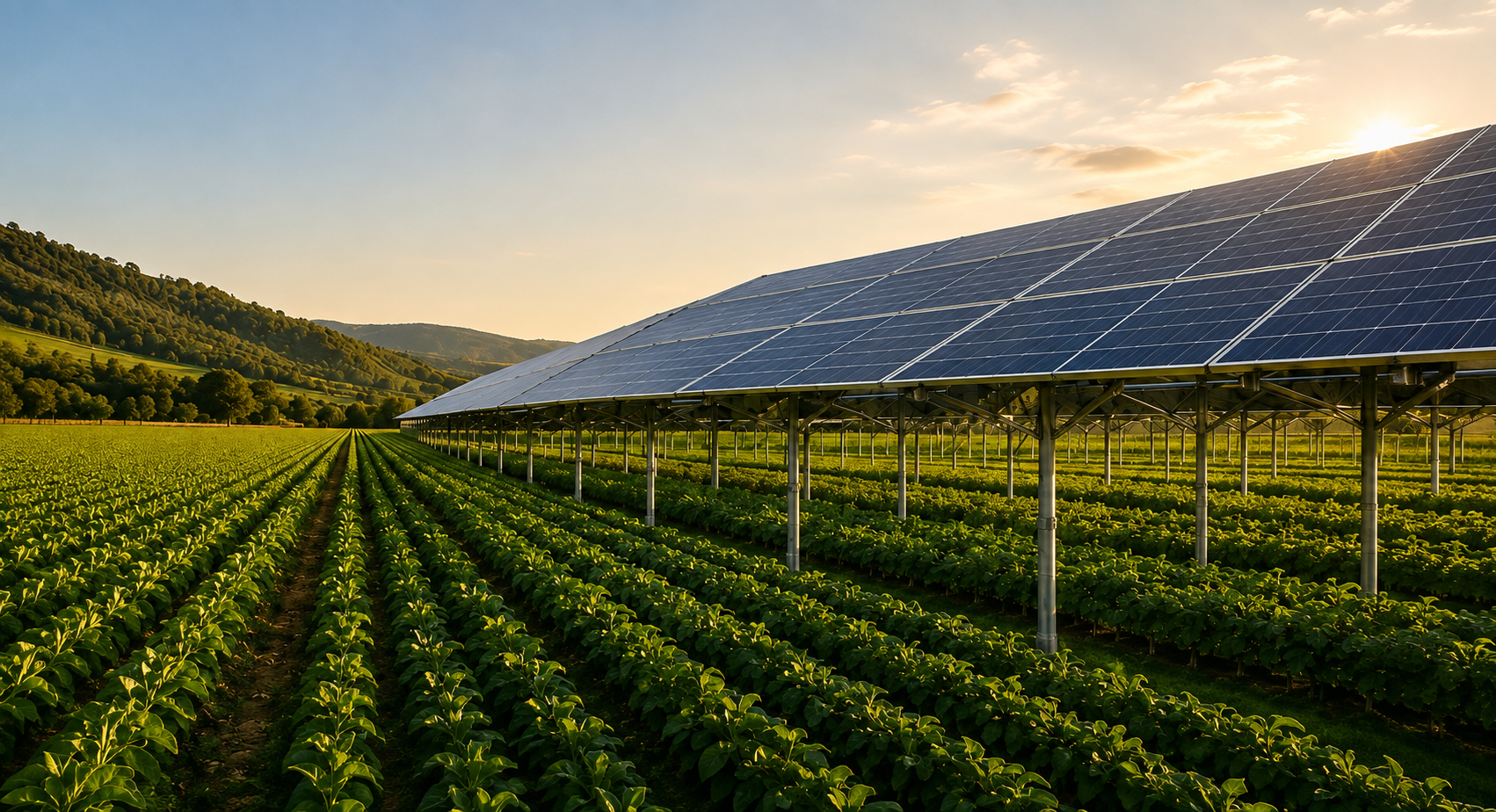 Impianto agrivoltaico sopra un campo coltivato